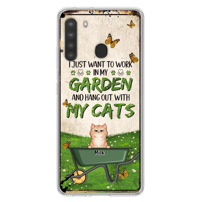 Custom Personalized Cat Phone Case For iPhone And Samsung - Gift Idea For Cat Lover - Up to 6 Cats - I Just Want To Work In My Garden And Hang Out With My Cats