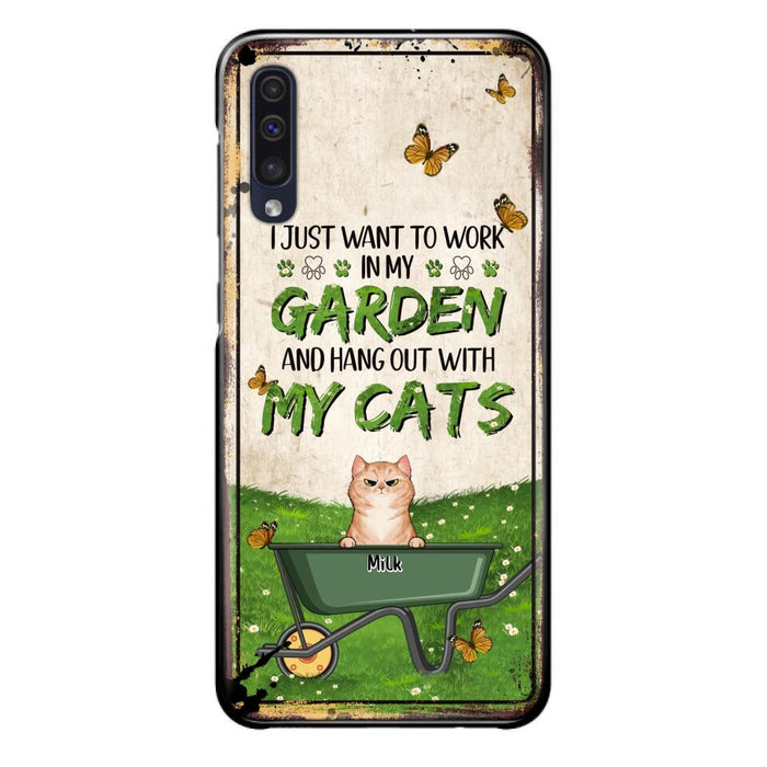 Custom Personalized Cat Phone Case For iPhone And Samsung - Gift Idea For Cat Lover - Up to 6 Cats - I Just Want To Work In My Garden And Hang Out With My Cats