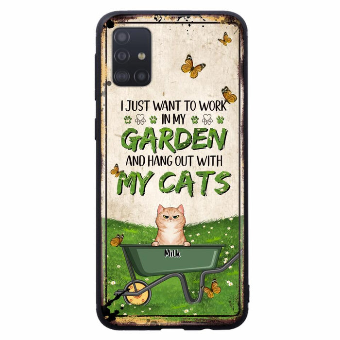 Custom Personalized Cat Phone Case For iPhone And Samsung - Gift Idea For Cat Lover - Up to 6 Cats - I Just Want To Work In My Garden And Hang Out With My Cats