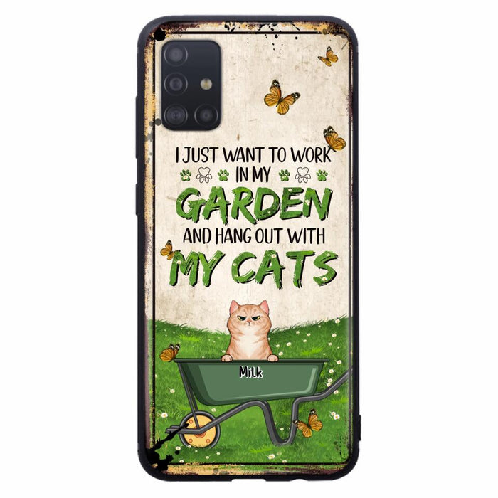 Custom Personalized Cat Phone Case For iPhone And Samsung - Gift Idea For Cat Lover - Up to 6 Cats - I Just Want To Work In My Garden And Hang Out With My Cats