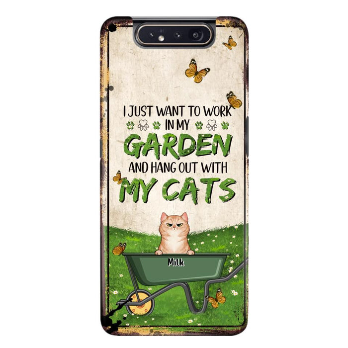 Custom Personalized Cat Phone Case For iPhone And Samsung - Gift Idea For Cat Lover - Up to 6 Cats - I Just Want To Work In My Garden And Hang Out With My Cats