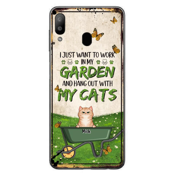 Custom Personalized Cat Phone Case For iPhone And Samsung - Gift Idea For Cat Lover - Up to 6 Cats - I Just Want To Work In My Garden And Hang Out With My Cats