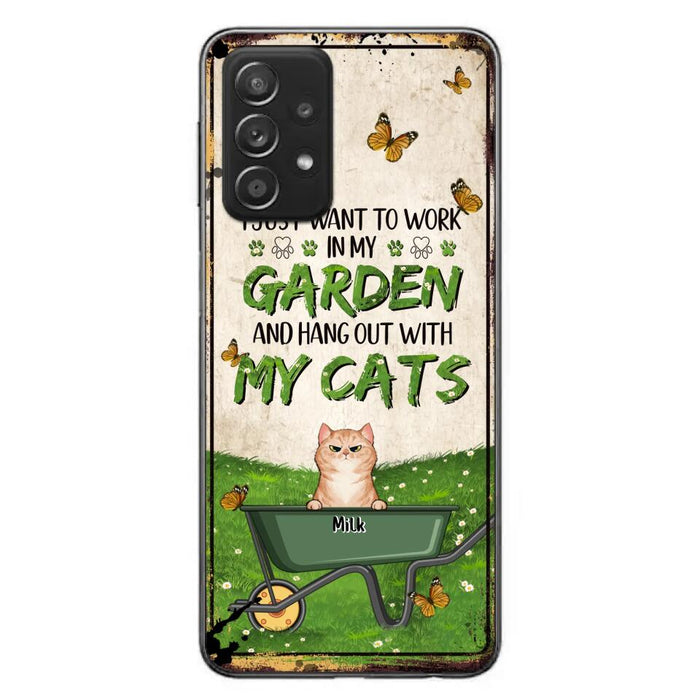 Custom Personalized Cat Phone Case For iPhone And Samsung - Gift Idea For Cat Lover - Up to 6 Cats - I Just Want To Work In My Garden And Hang Out With My Cats