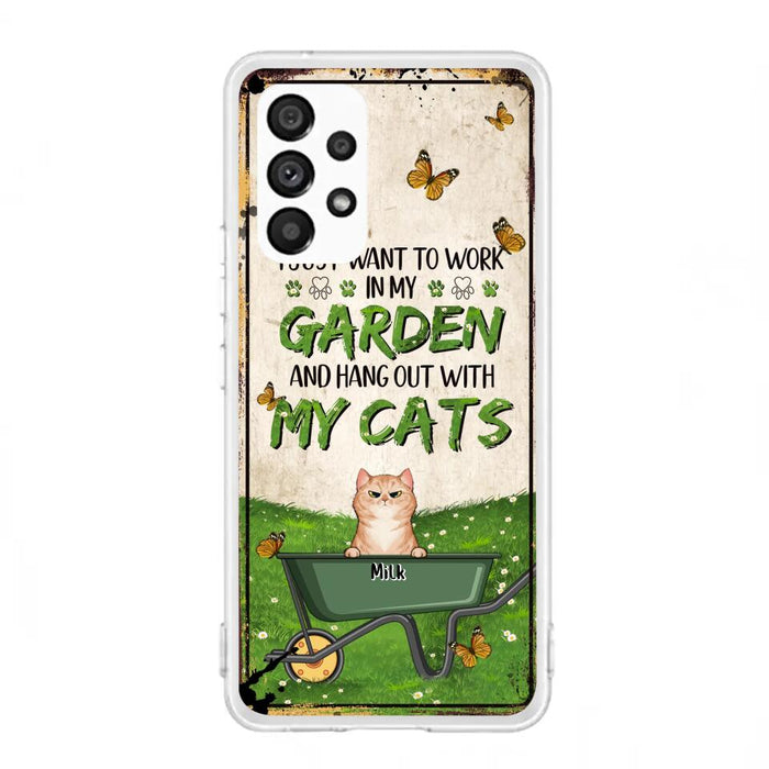 Custom Personalized Cat Phone Case For iPhone And Samsung - Gift Idea For Cat Lover - Up to 6 Cats - I Just Want To Work In My Garden And Hang Out With My Cats