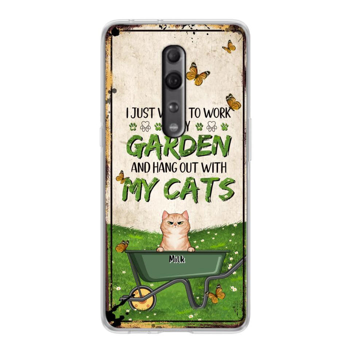 Custom Personalized Cat Phone Case For Xiaomi/ Oppo/ Huawei - Gift Idea For Cat Lover - Up to 6 Cats - I Just Want To Work In My Garden And Hang Out With My Cat