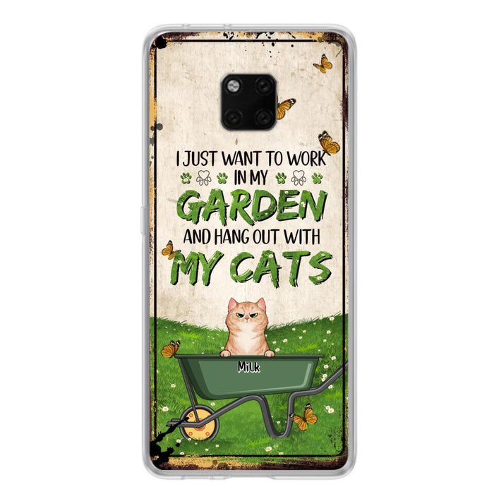 Custom Personalized Cat Phone Case For Xiaomi/ Oppo/ Huawei - Gift Idea For Cat Lover - Up to 6 Cats - I Just Want To Work In My Garden And Hang Out With My Cat