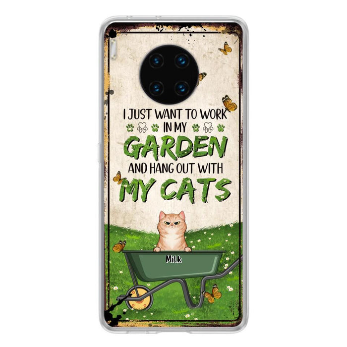 Custom Personalized Cat Phone Case For Xiaomi/ Oppo/ Huawei - Gift Idea For Cat Lover - Up to 6 Cats - I Just Want To Work In My Garden And Hang Out With My Cat