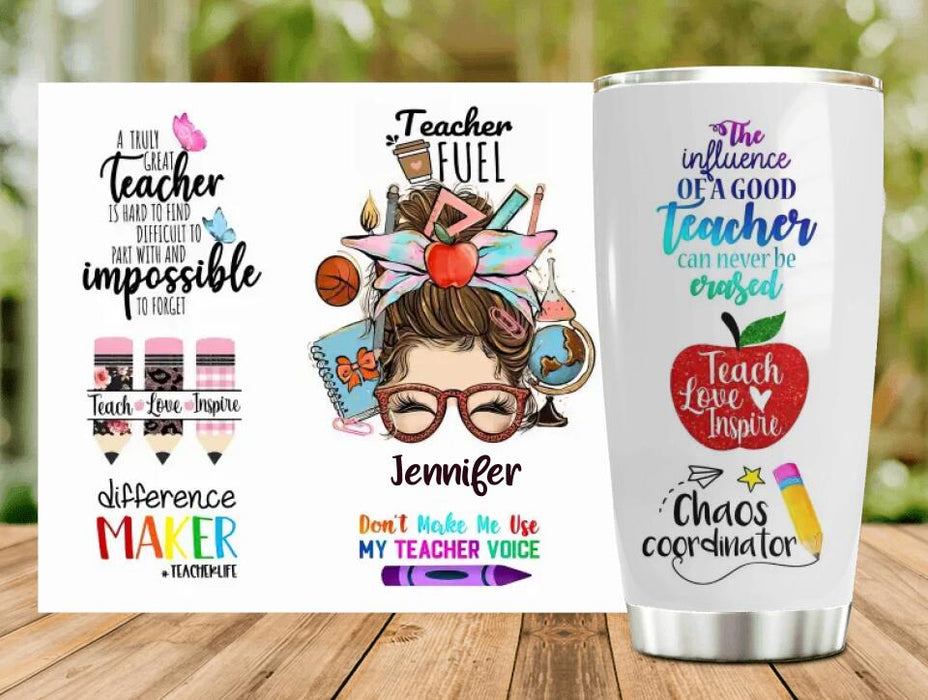 Custom Personalized Teacher Tumbler - Best Gift Idea For Teacher/ Birthday - The Influence Of A Good Teacher Can Never Be Erased