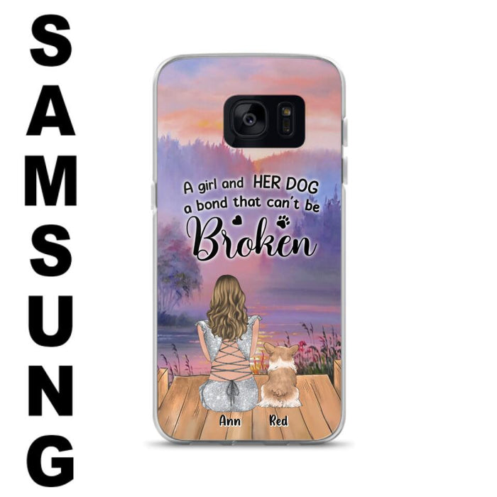 Custom Personalized Dog Mom Phone Case - Upto 4 Dogs - Mother's Day Gift Idea for Dog Lovers - A Girl And Her Dog A Bond That Can't Be Broken - Case for iPhone/Samsung