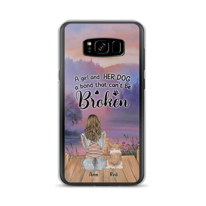 Custom Personalized Dog Mom Phone Case - Upto 4 Dogs - Mother's Day Gift Idea for Dog Lovers - A Girl And Her Dog A Bond That Can't Be Broken - Case for iPhone/Samsung