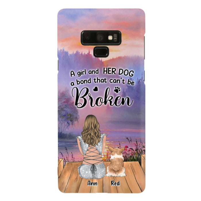 Custom Personalized Dog Mom Phone Case - Upto 4 Dogs - Mother's Day Gift Idea for Dog Lovers - A Girl And Her Dog A Bond That Can't Be Broken - Case for iPhone/Samsung