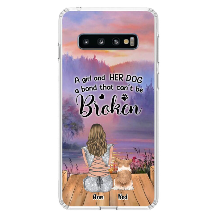 Custom Personalized Dog Mom Phone Case - Upto 4 Dogs - Mother's Day Gift Idea for Dog Lovers - A Girl And Her Dog A Bond That Can't Be Broken - Case for iPhone/Samsung