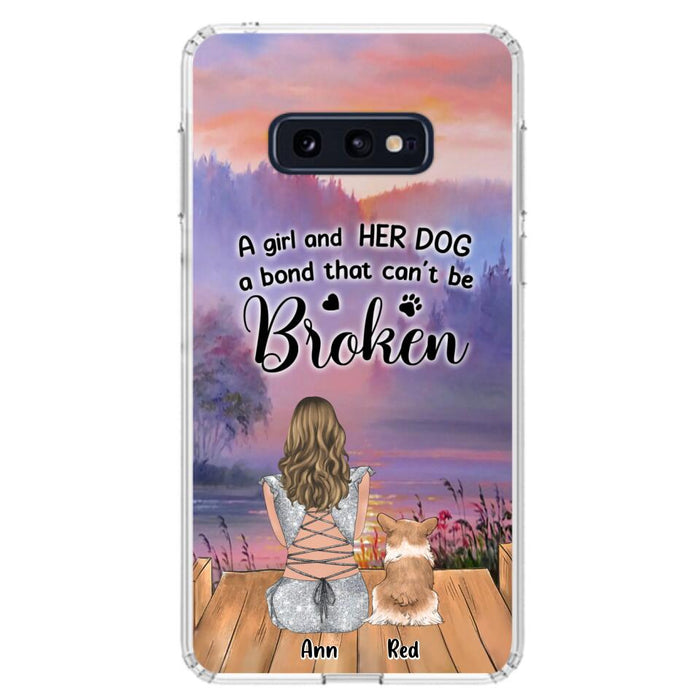 Custom Personalized Dog Mom Phone Case - Upto 4 Dogs - Mother's Day Gift Idea for Dog Lovers - A Girl And Her Dog A Bond That Can't Be Broken - Case for iPhone/Samsung