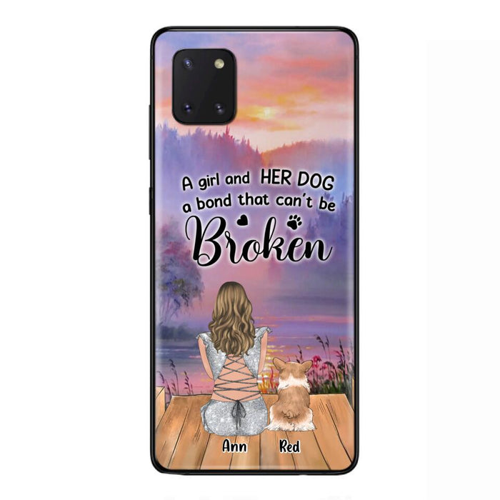 Custom Personalized Dog Mom Phone Case - Upto 4 Dogs - Mother's Day Gift Idea for Dog Lovers - A Girl And Her Dog A Bond That Can't Be Broken - Case for iPhone/Samsung