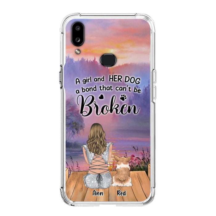 Custom Personalized Dog Mom Phone Case - Upto 4 Dogs - Mother's Day Gift Idea for Dog Lovers - A Girl And Her Dog A Bond That Can't Be Broken - Case for iPhone/Samsung