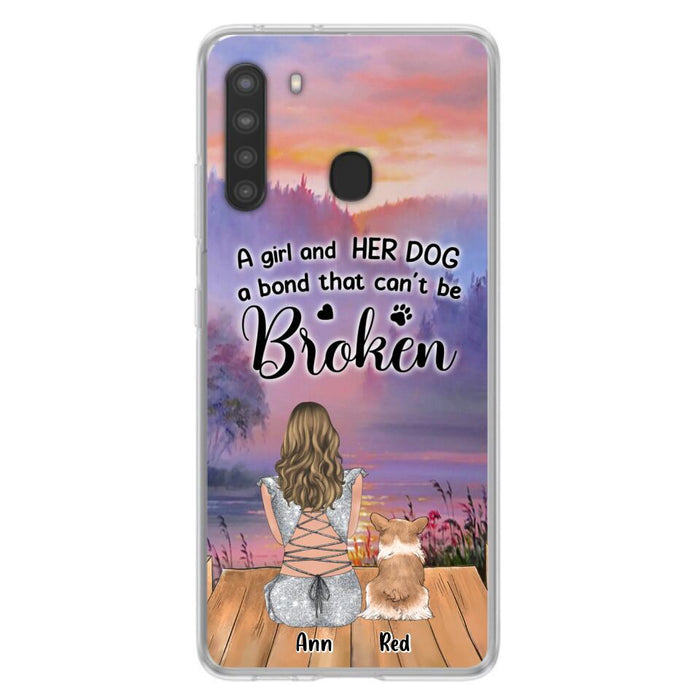 Custom Personalized Dog Mom Phone Case - Upto 4 Dogs - Mother's Day Gift Idea for Dog Lovers - A Girl And Her Dog A Bond That Can't Be Broken - Case for iPhone/Samsung