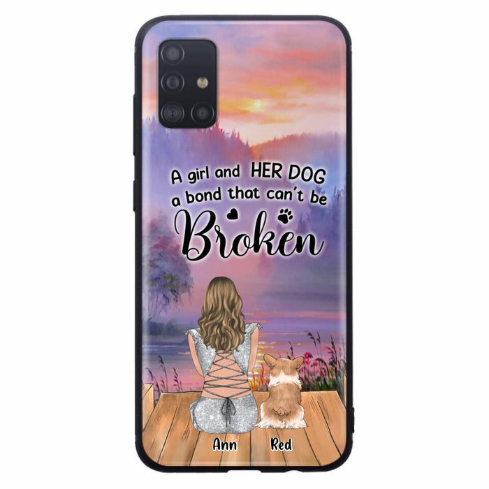 Custom Personalized Dog Mom Phone Case - Upto 4 Dogs - Mother's Day Gift Idea for Dog Lovers - A Girl And Her Dog A Bond That Can't Be Broken - Case for iPhone/Samsung