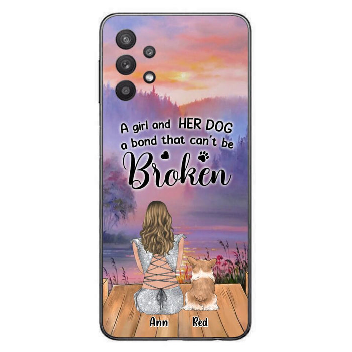 Custom Personalized Dog Mom Phone Case - Upto 4 Dogs - Mother's Day Gift Idea for Dog Lovers - A Girl And Her Dog A Bond That Can't Be Broken - Case for iPhone/Samsung