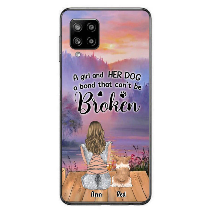 Custom Personalized Dog Mom Phone Case - Upto 4 Dogs - Mother's Day Gift Idea for Dog Lovers - A Girl And Her Dog A Bond That Can't Be Broken - Case for iPhone/Samsung