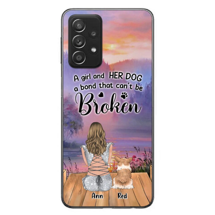 Custom Personalized Dog Mom Phone Case - Upto 4 Dogs - Mother's Day Gift Idea for Dog Lovers - A Girl And Her Dog A Bond That Can't Be Broken - Case for iPhone/Samsung