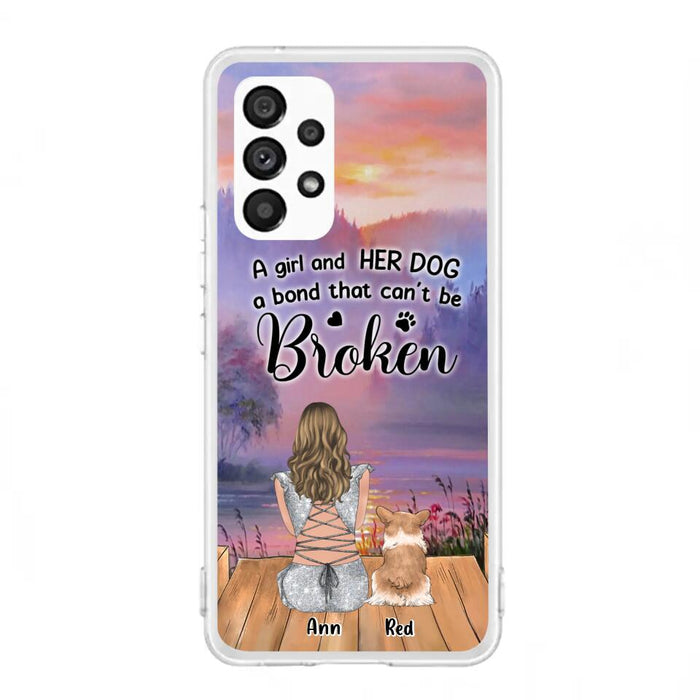 Custom Personalized Dog Mom Phone Case - Upto 4 Dogs - Mother's Day Gift Idea for Dog Lovers - A Girl And Her Dog A Bond That Can't Be Broken - Case for iPhone/Samsung