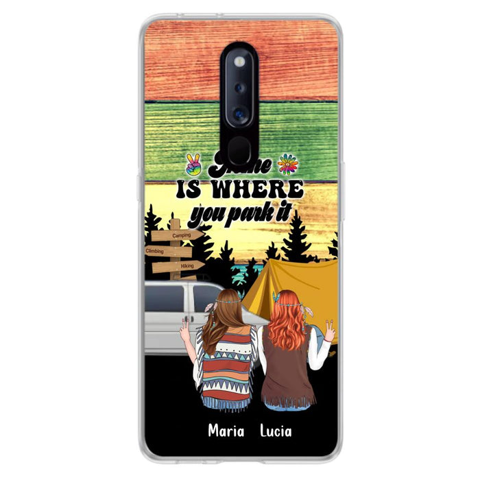 Custom Personalized Hippie Friends Phone Case - Gift Idea For Hippie Lovers - Up to 3 Girls - Home Is Where You Park It - Case For Oppo, Xiaomi & Huawei