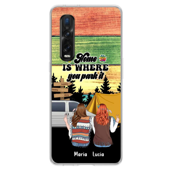 Custom Personalized Hippie Friends Phone Case - Gift Idea For Hippie Lovers - Up to 3 Girls - Home Is Where You Park It - Case For Oppo, Xiaomi & Huawei