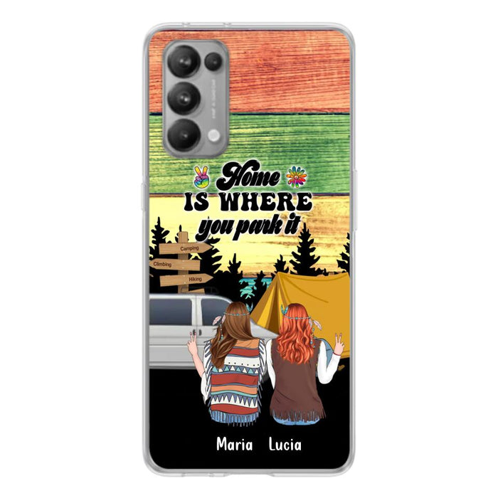 Custom Personalized Hippie Friends Phone Case - Gift Idea For Hippie Lovers - Up to 3 Girls - Home Is Where You Park It - Case For Oppo, Xiaomi & Huawei