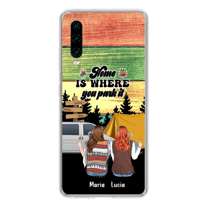 Custom Personalized Hippie Friends Phone Case - Gift Idea For Hippie Lovers - Up to 3 Girls - Home Is Where You Park It - Case For Oppo, Xiaomi & Huawei