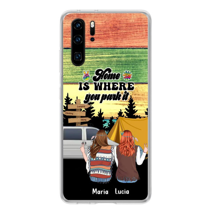 Custom Personalized Hippie Friends Phone Case - Gift Idea For Hippie Lovers - Up to 3 Girls - Home Is Where You Park It - Case For Oppo, Xiaomi & Huawei