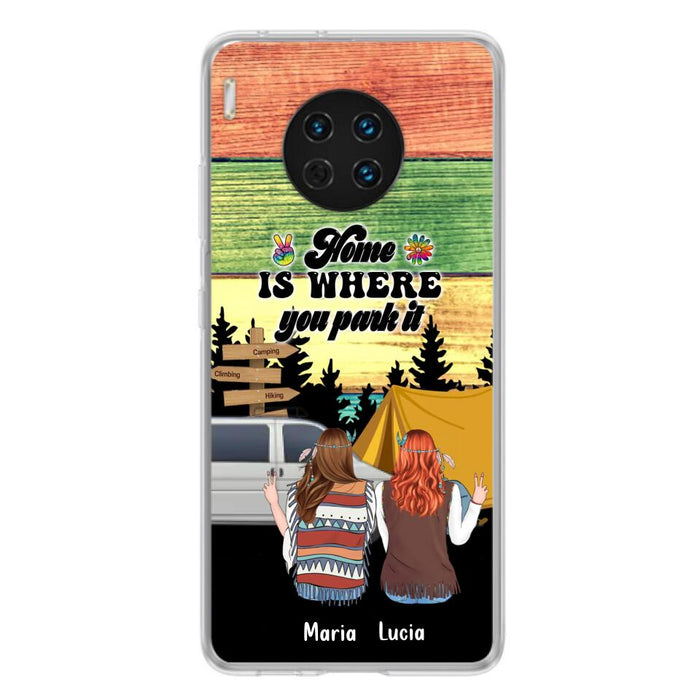 Custom Personalized Hippie Friends Phone Case - Gift Idea For Hippie Lovers - Up to 3 Girls - Home Is Where You Park It - Case For Oppo, Xiaomi & Huawei