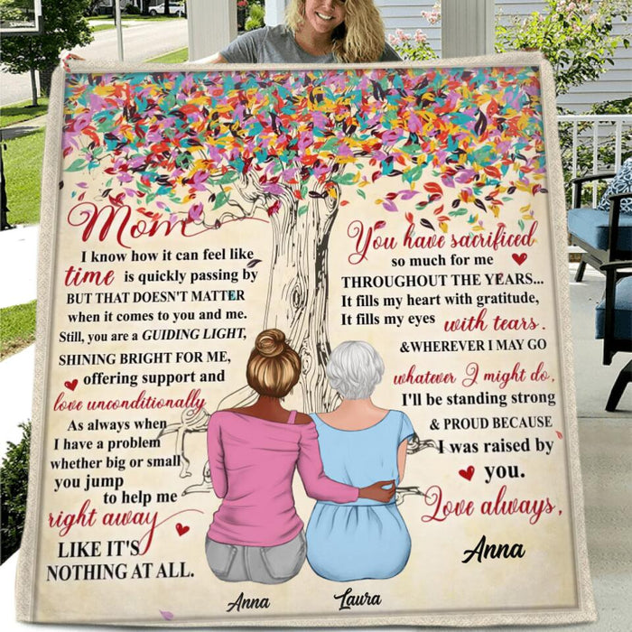 Custom Personalized Mom Singer Layer Fleece/Quilt Blanket - Upto 4 Daughters - Mother's Day Gift Idea from Daughters - Mom I Know How It Can Feel Like Time Is Quickly Passing By