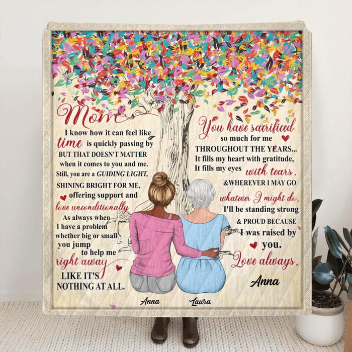 Custom Personalized Mom Singer Layer Fleece/Quilt Blanket - Upto 4 Daughters - Mother's Day Gift Idea from Daughters - Mom I Know How It Can Feel Like Time Is Quickly Passing By