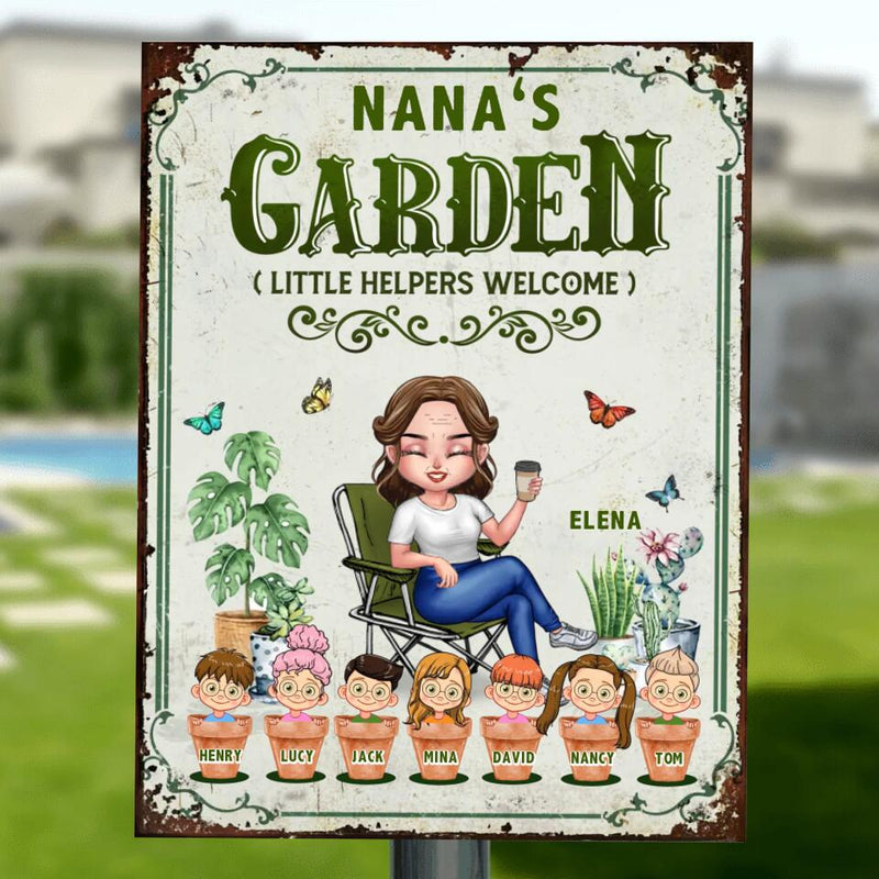 Personalized Grandma's Garden - Metal Sign Gift Idea For Grandma/Mother's Day Gift - Up to 7 Kids - Life Is Better With My Kids In The Garden
