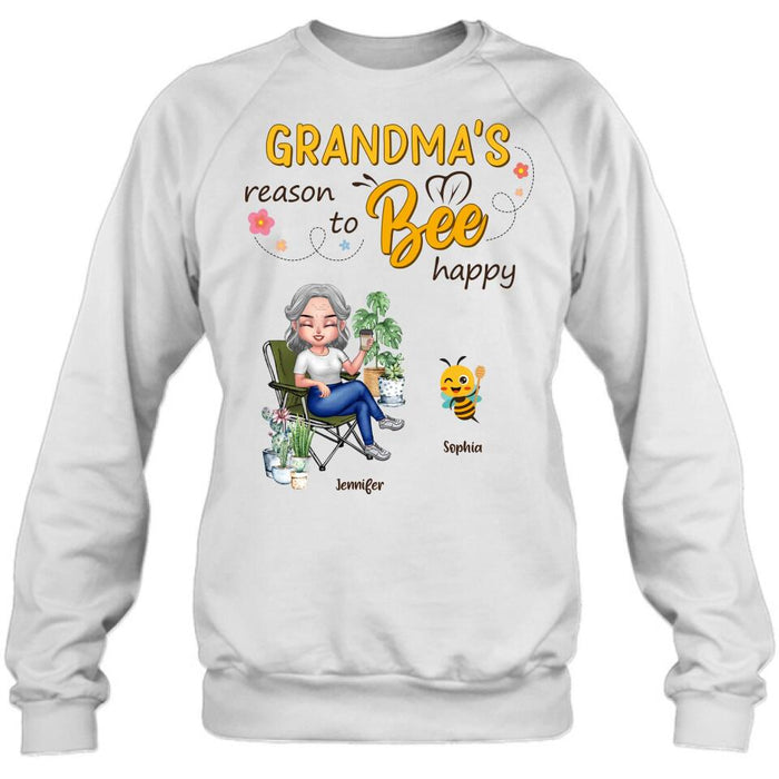 Custom Personalized Grandma T-Shirt/Long Sleeve/Sweatshirt/Hoodie - Gift Idea For Grandma/ Mother's Day Gift Idea - Grandma's Reasons To Bee Happy