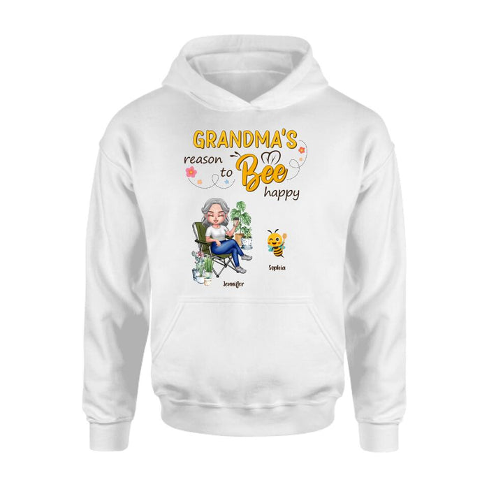 Custom Personalized Grandma T-Shirt/Long Sleeve/Sweatshirt/Hoodie - Gift Idea For Grandma/ Mother's Day Gift Idea - Grandma's Reasons To Bee Happy