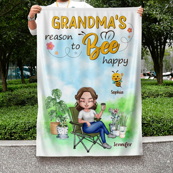 Custom Personalized Grandma Flag Sign - Gift Idea For Grandma/ Mother's Day Gift Idea - Grandma's Reasons To Bee Happy