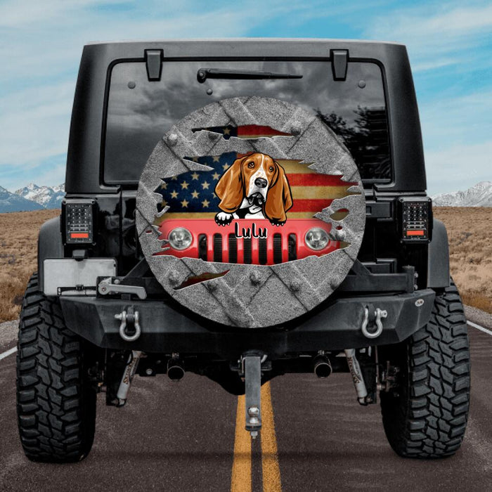 Custom Personalized Dog & Off-road Spare Tire Cover - Up to 5 Dogs - Best Gift For Dog Lovers