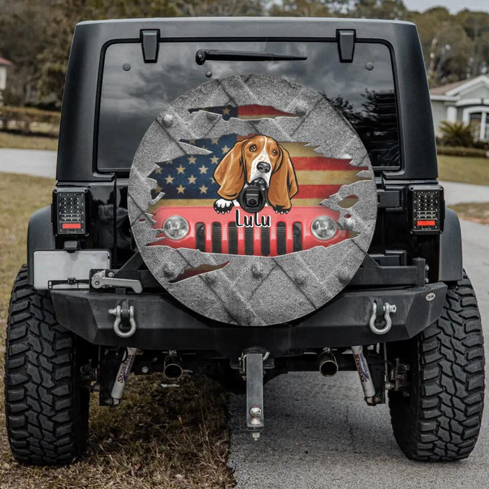 Custom Personalized Dog & Off-road Spare Tire Cover - Up to 5 Dogs - Best Gift For Dog Lovers