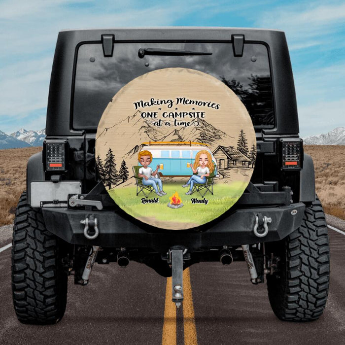 Custom Personalized Christmas Camping Spare Tire Cover - Upto 7 People - Christmas Gift For Family/ Couple/ Camping Lovers - Making Memories One Campsite At A Time