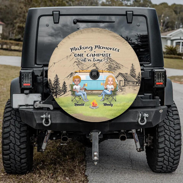 Custom Personalized Christmas Camping Spare Tire Cover - Upto 7 People - Christmas Gift For Family/ Couple/ Camping Lovers - Making Memories One Campsite At A Time