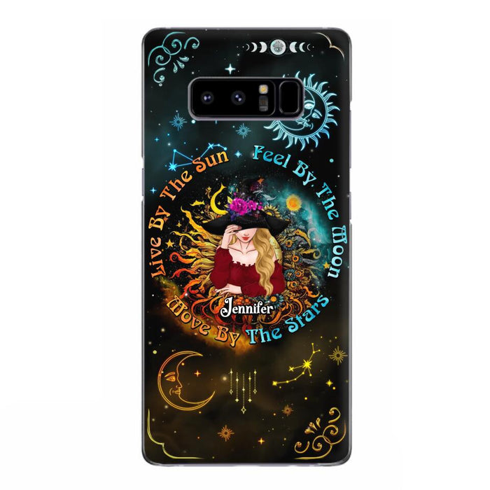 Custom Personalized Witch Phone Case - Gift Idea For Halloween/Witch Lovers - Live By The Sun Feel By The Moon Move By The Stars - Case For iPhone &  Samsung