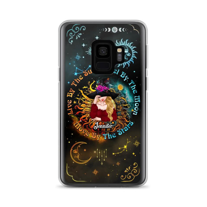 Custom Personalized Witch Phone Case - Gift Idea For Halloween/Witch Lovers - Live By The Sun Feel By The Moon Move By The Stars - Case For iPhone &  Samsung