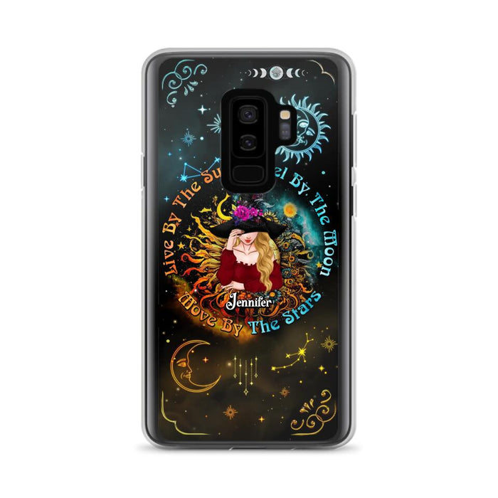 Custom Personalized Witch Phone Case - Gift Idea For Halloween/Witch Lovers - Live By The Sun Feel By The Moon Move By The Stars - Case For iPhone &  Samsung