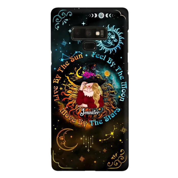 Custom Personalized Witch Phone Case - Gift Idea For Halloween/Witch Lovers - Live By The Sun Feel By The Moon Move By The Stars - Case For iPhone &  Samsung