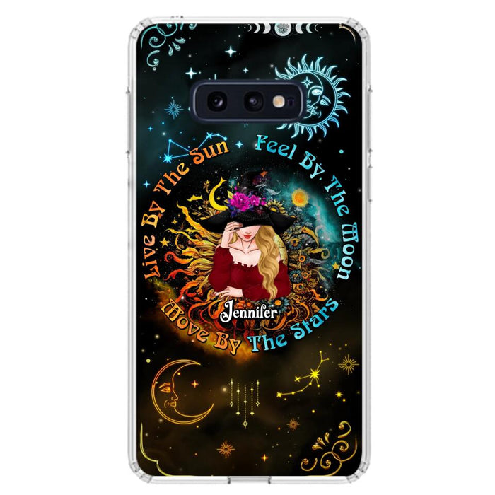 Custom Personalized Witch Phone Case - Gift Idea For Halloween/Witch Lovers - Live By The Sun Feel By The Moon Move By The Stars - Case For iPhone &  Samsung