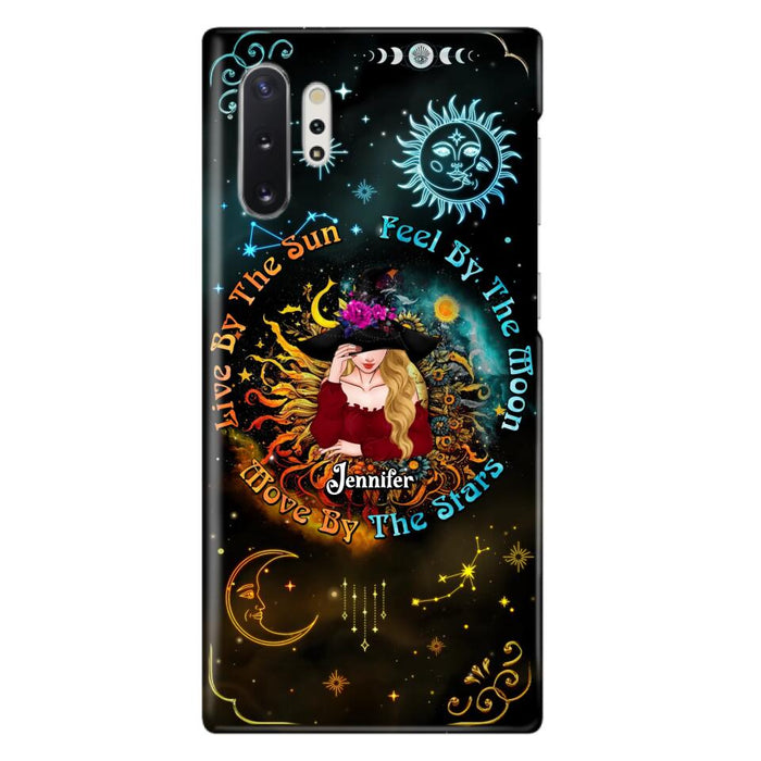 Custom Personalized Witch Phone Case - Gift Idea For Halloween/Witch Lovers - Live By The Sun Feel By The Moon Move By The Stars - Case For iPhone &  Samsung