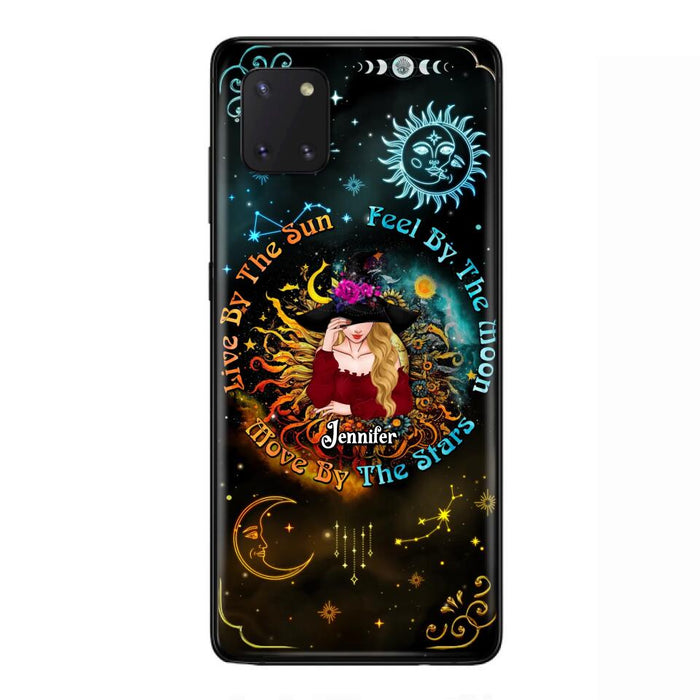 Custom Personalized Witch Phone Case - Gift Idea For Halloween/Witch Lovers - Live By The Sun Feel By The Moon Move By The Stars - Case For iPhone &  Samsung