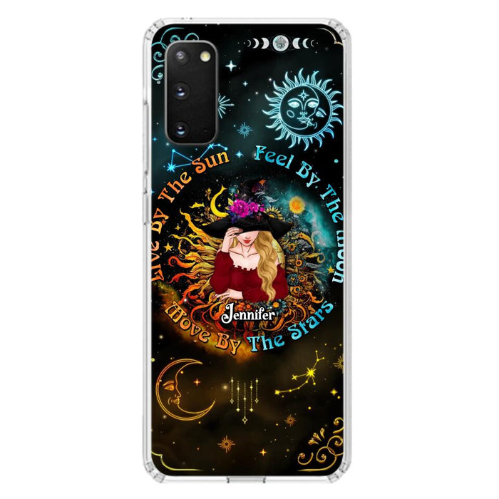 Custom Personalized Witch Phone Case - Gift Idea For Halloween/Witch Lovers - Live By The Sun Feel By The Moon Move By The Stars - Case For iPhone &  Samsung