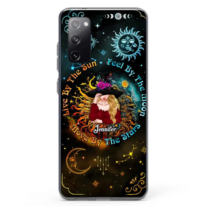 Custom Personalized Witch Phone Case - Gift Idea For Halloween/Witch Lovers - Live By The Sun Feel By The Moon Move By The Stars - Case For iPhone &  Samsung